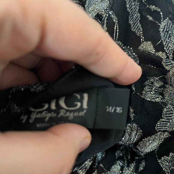 IGIGI Lace Dress Size 14/16 Maxi Black Floral Lined Made in USA - Picture 4 of 10